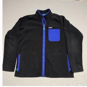 Patagonia Black Fleece Jacket with Royal Blue Trim